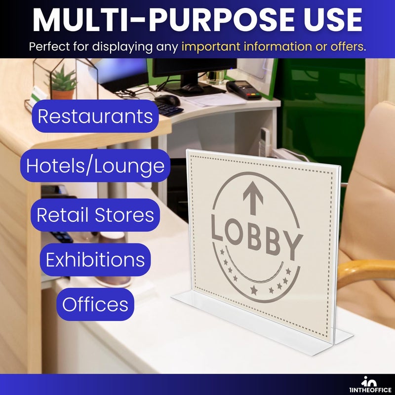 1InTheOffice Acrylic Stand-Up Horizontal Sign Holder 8.5x11 "6 Pack" - Image 5