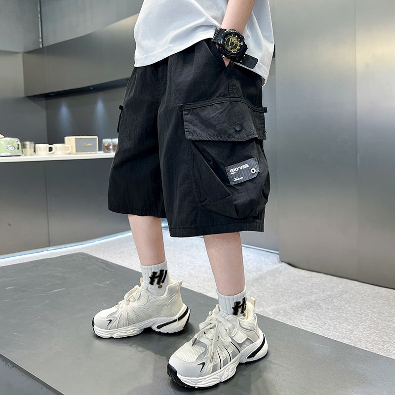 Boys' Summer Thin Shorts 2025 New Children's Summer Pants for Older Boys Street Style Cargo Shorts - Image 1
