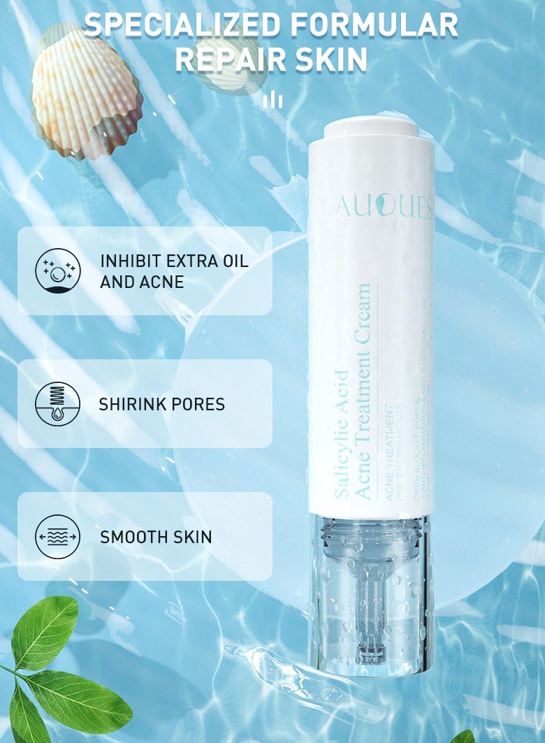 AuQuest Salicylic Acid Acne Face Cream Whitening Facial Treatment Hyaluronic Acid Black Dots Remove Skin Care Beauty Health - Image 2
