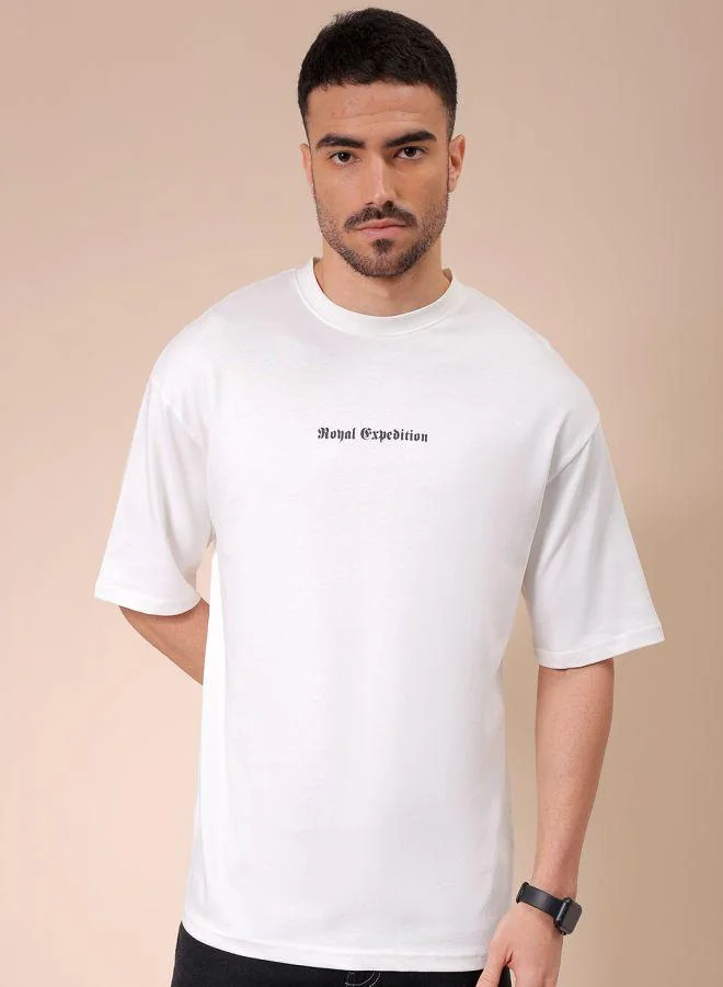 ذا انديان كراج كو Men Boxy Oversized Graphic Back Printed Round Neck Tshirt