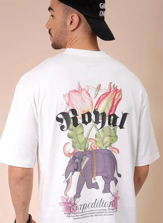ذا انديان كراج كو Men Boxy Oversized Graphic Back Printed Round Neck Tshirt