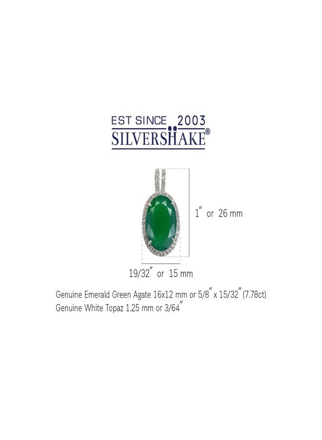 Silvershake Huge 7.78ct. Natural Emerald Green Agate and White Topaz Gold Plated 925 Sterling Silver Pendant - Image 3