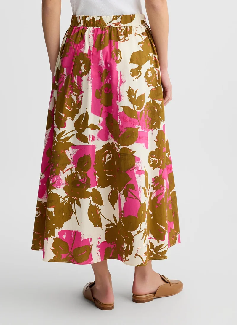 ليو جو Poplin midi skirt