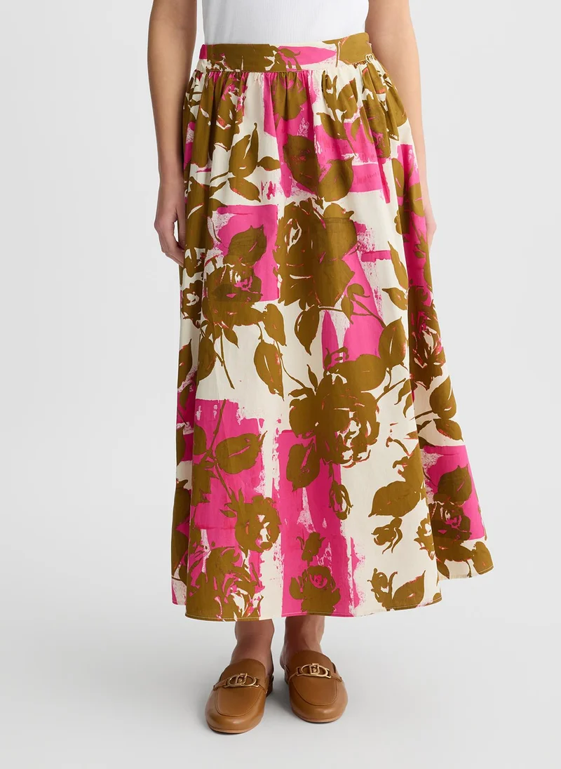 ليو جو Poplin midi skirt