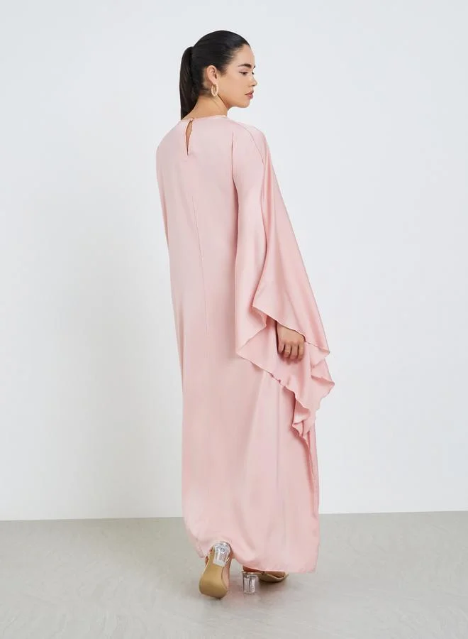 Amirah  Women Pink Satin Embellished Kaftan for Women | Best Price UAE