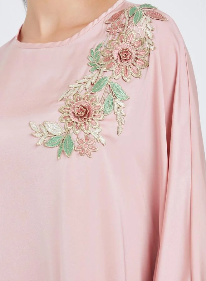 Amirah  Women Pink Satin Embellished Kaftan for Women | Best Price UAE