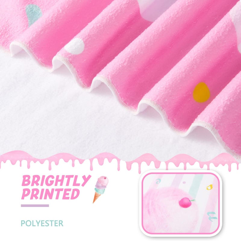 WERNNSAI Kids Beach Towel for Girls - 30â€ x 60â€ Ice Cream Sand Free Swim Towels for Girls Bath Pool Camping Travel Towel Quick Dry Ultra Absorbent Super Soft Beach Blanket Bath Shower Towel - Image 3