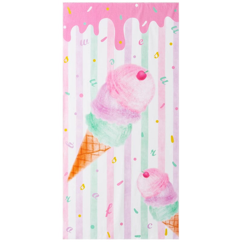 WERNNSAI Kids Beach Towel for Girls - 30â€ x 60â€ Ice Cream Sand Free Swim Towels for Girls Bath Pool Camping Travel Towel Quick Dry Ultra Absorbent Super Soft Beach Blanket Bath Shower Towel - Image 5