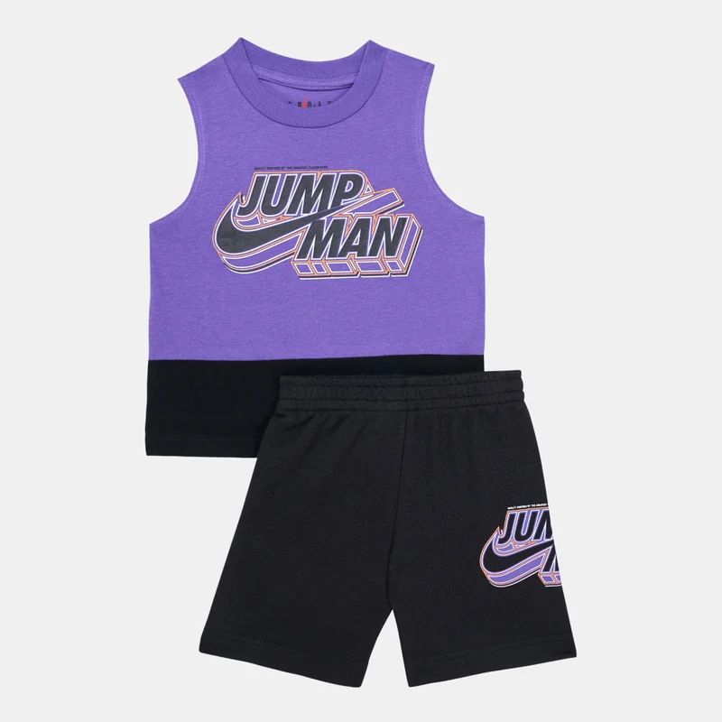 جوردن طقم تيشيرت تانك وشورت جمبمان ماسل للاطفال الرضع