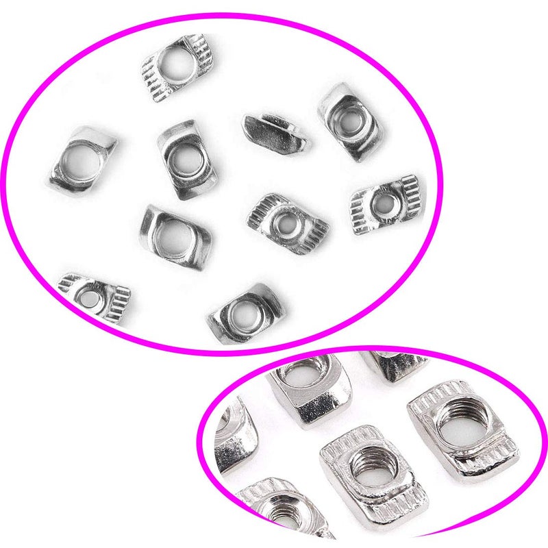 SpzcdZa 2020 Series T Nuts,105pcs M3 Sliding T Slot Nut Hammer Head Fastener Nut Nickel Plated Carbon Steel, M3 Half Round Roll in T-Nut for 2020 Series Aluminum Extrusion Profile - Image 3