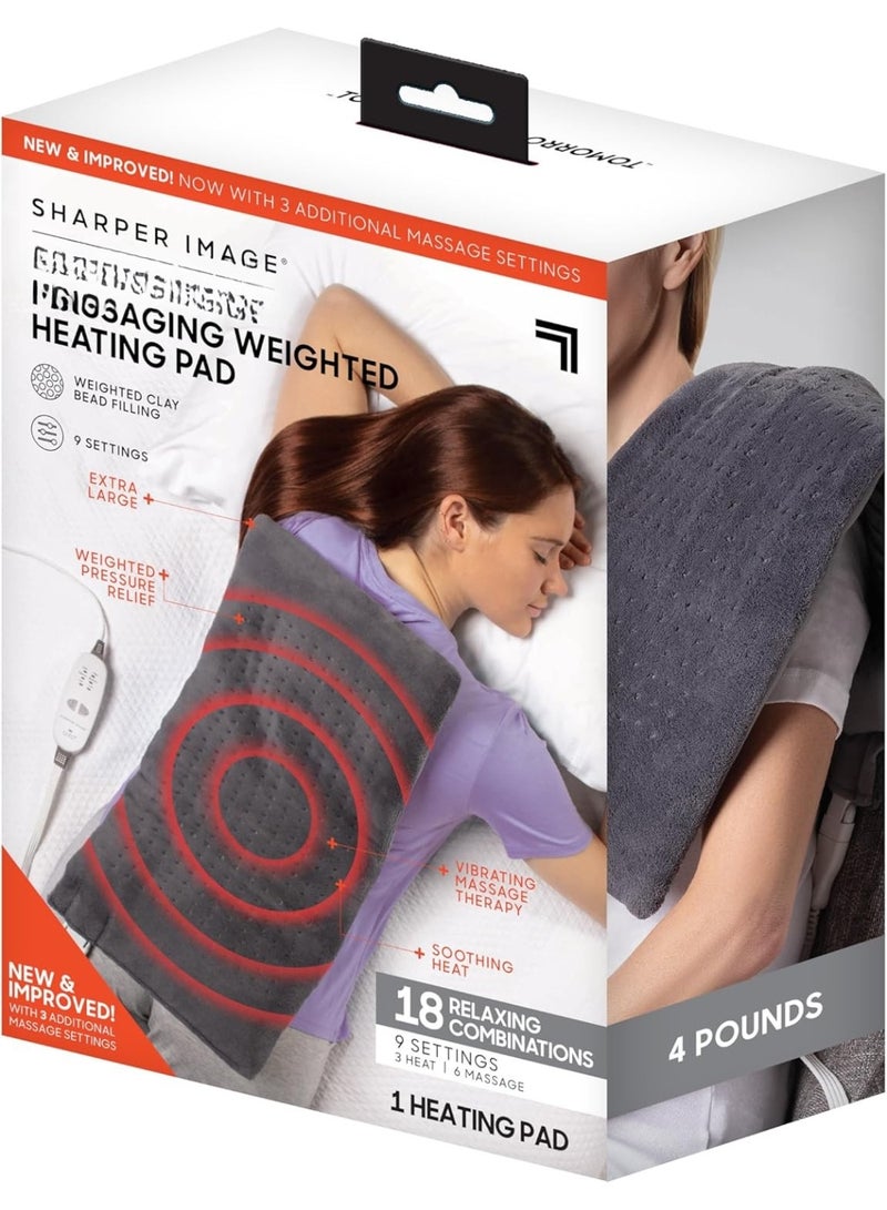 وسادة تدفئة كهربائية مع مساج اهتزازي ووزن مريح، 3 درجات حرارة و3 أوضاع تدليك، 12"x24" لتخفيف آلام العضلات والاسترخاء - Image 1