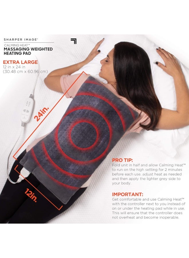 وسادة تدفئة كهربائية مع مساج اهتزازي ووزن مريح، 3 درجات حرارة و3 أوضاع تدليك، 12"x24" لتخفيف آلام العضلات والاسترخاء - Image 3