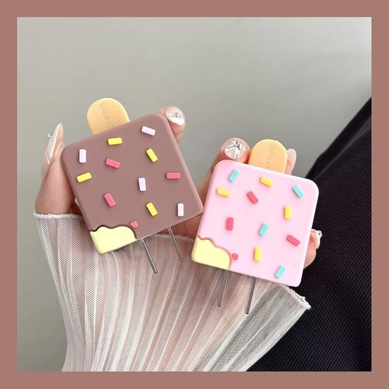 1pc Adorable Pink Ice Cream Themed Charger Cable Protector Compatible With Iphone 18W 20W Cute Data Cable Protector For Storage And Reinforcement To Prevent Breakage - Image 2