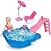 BETTINA Pool Playset  Glam Pool with Slide Doll Pool Accessories Includes Beach Chair Beach Umbrella Dog Swimming Pool Set for 12 Inch Dolls Bath Toys for Dolls - Image 4