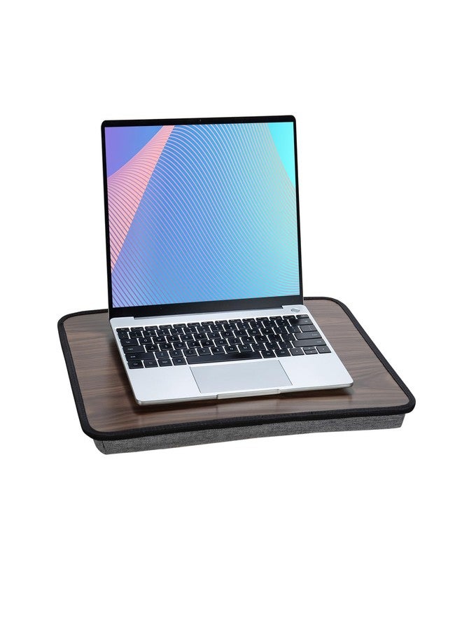 YUELAKE Portable Laptop Desk Fits Up to 16“ Laptops, Built-in Cushion,Lap Stand for Bed & Couch & Carpet, Great for Home & Office,Lap Desk with Cushion (Brown, Medium) - Image 1
