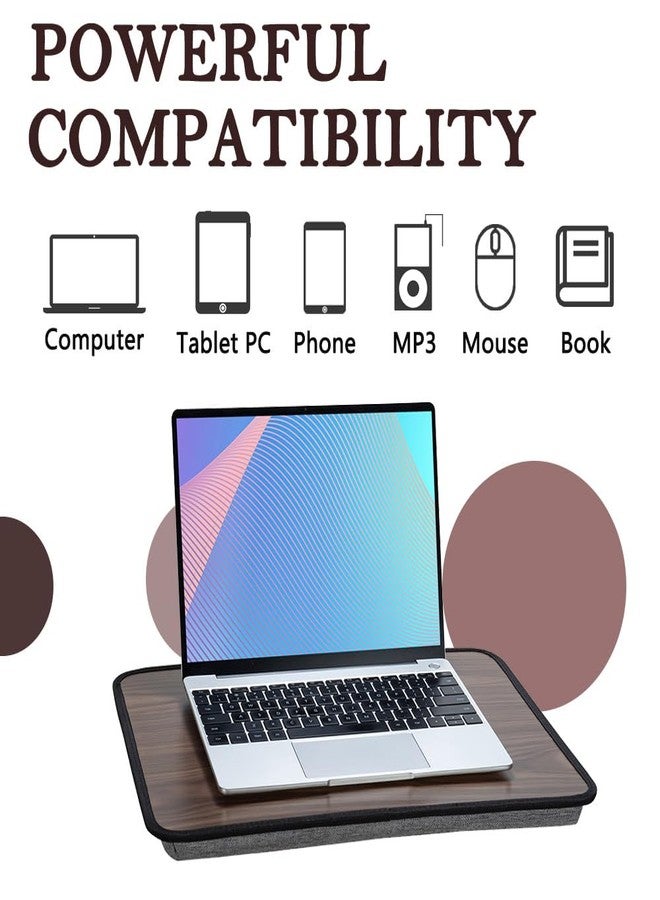 YUELAKE Portable Laptop Desk Fits Up to 16“ Laptops, Built-in Cushion,Lap Stand for Bed & Couch & Carpet, Great for Home & Office,Lap Desk with Cushion (Brown, Medium) - Image 5