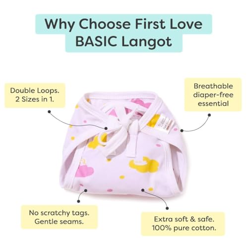 superbottoms Basic Langot Pack of 6 | New Born Baby Essentials | 100% Pure Cotton Double Layered Baby Langot, Extra Soft & Breathable Nappy For Baby Girl And Baby Boy, Fits Medium To Large, 0-9 Months - Image 3