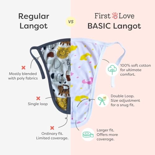 superbottoms Basic Langot Pack of 6 | New Born Baby Essentials | 100% Pure Cotton Double Layered Baby Langot, Extra Soft & Breathable Nappy For Baby Girl And Baby Boy, Fits Medium To Large, 0-9 Months - Image 2