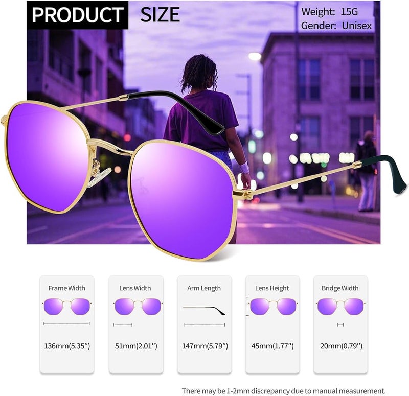 Joopin Hexagonal Polarized Sunglasses Men Women Shades UV400 Protection - Image 4