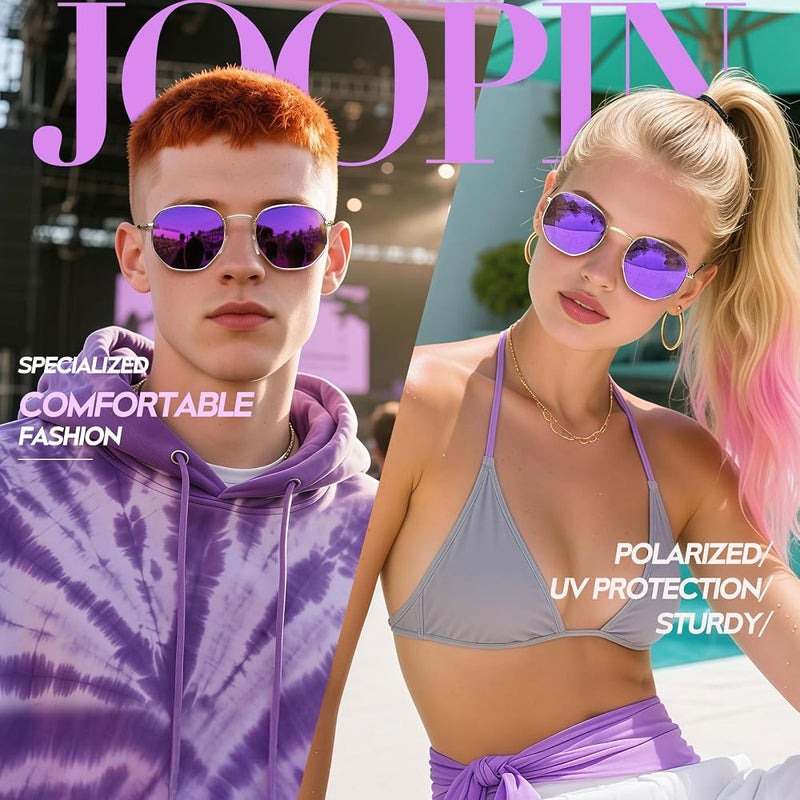 Joopin Hexagonal Polarized Sunglasses Men Women Shades UV400 Protection - Image 2