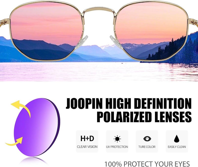 Joopin Hexagonal Polarized Sunglasses Men Women Shades UV400 Protection - Image 3