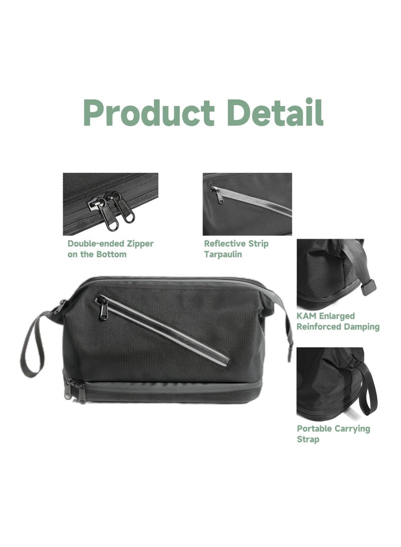 Excefore Travel Toiletry Bag for Women and Men, Waterproof Toiletry Bag,  Travel Organizer with Divider and Portable Handle, Small Dopp Kit, Mens Shaving Kit, for Toiletries Accessories (Black) - Image 2