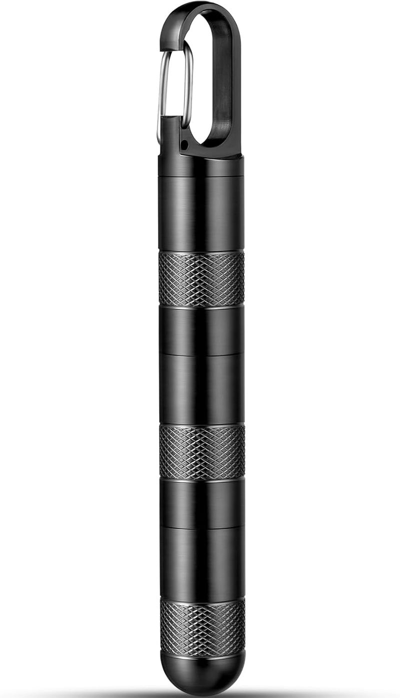 TISUR Large Weekly Pill Organizer, Titanium Keychain Pill Holder Travel Box Case Multitool EDC Every Day Carry for Men (Black-3.26inch) - Image 1