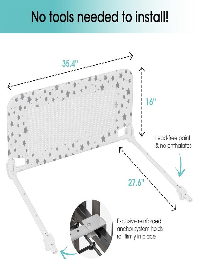 NUTIKAS Crib Rail Guard for Toddlers - 35.3" Toddler Bed Rails Convertible Safety Side Protector Swing Down Mesh Breathable Bed Barriers White Anchor Safety with Reinforced - Image 3