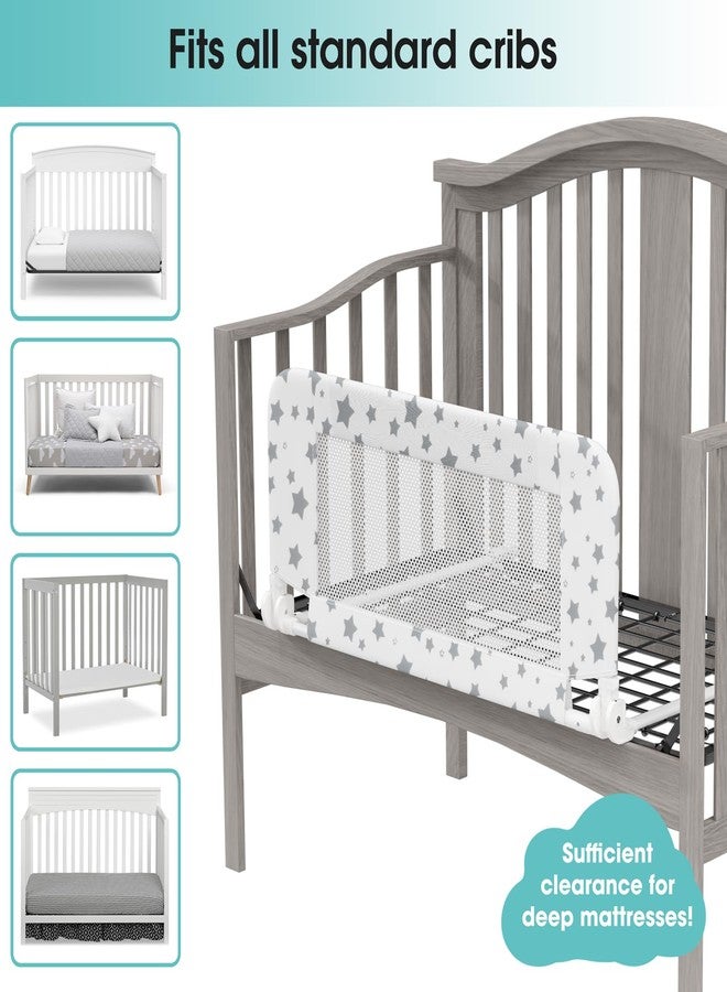 NUTIKAS Crib Rail Guard for Toddlers - 35.3" Toddler Bed Rails Convertible Safety Side Protector Swing Down Mesh Breathable Bed Barriers White Anchor Safety with Reinforced - Image 5