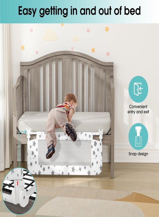 NUTIKAS Crib Rail Guard for Toddlers - 35.3" Toddler Bed Rails Convertible Safety Side Protector Swing Down Mesh Breathable Bed Barriers White Anchor Safety with Reinforced - Image 2