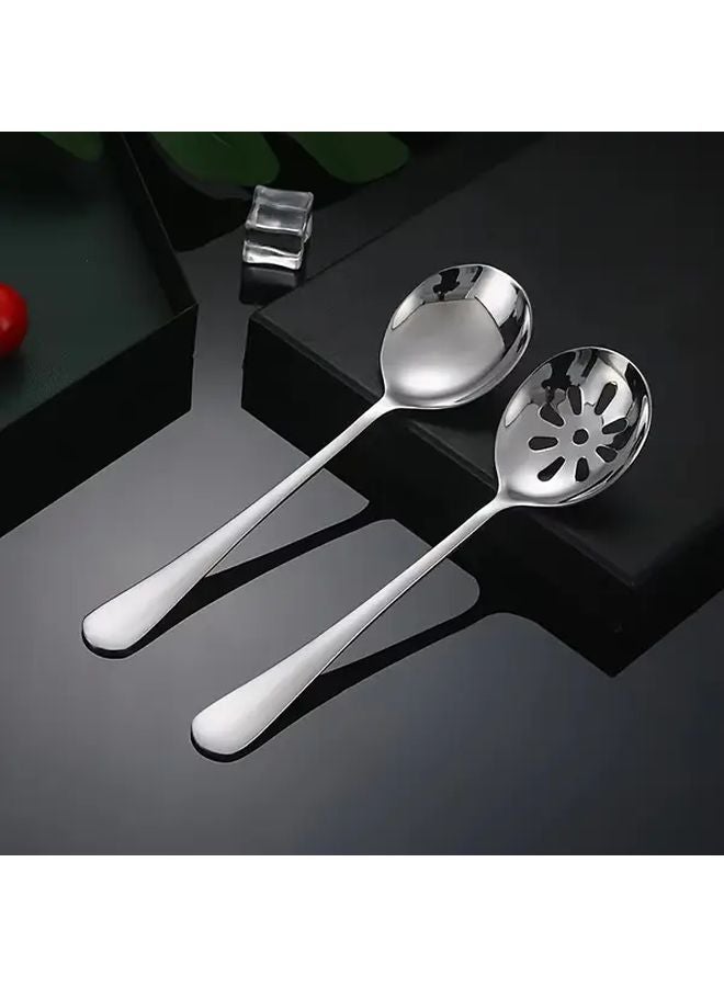 Golden Stainless Steel Serving Spoon And Slotted Spoon Set 2PCS Mirror Polished Dishwasher Safe - Image 1