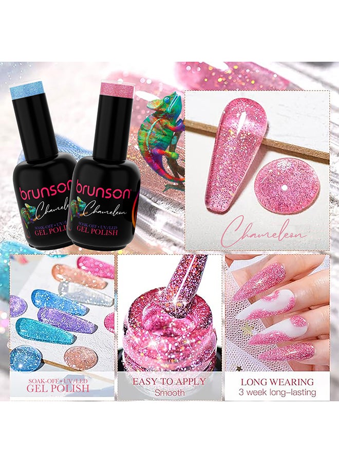 brunson طلاء أظافر جل تشامليون 18 مل: لمعة لامعة، طويل الأمد، جل UV/LED قابل للإزالة لفن الأظافر، مانيكير فرنسي وباديكير. جودة صالون، مقاوم للتقشير، أظافر أكريليك لامعة وعصرية. - Image 2