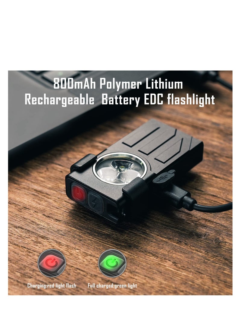 Excefore مصباح يدوي صغير LED بسطوع عالي 1100، مصباح EDC مع سلسلة مفاتيح، أوضاع UV وحمراء، قاعدة مغناطيسية ومشبك، ضوء صغير قابل للشحن للتخييم، التنزه، الطوارئ (أسود) - Image 5