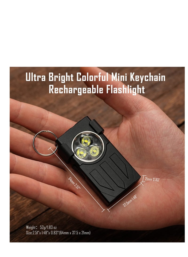 Excefore مصباح يدوي صغير LED بسطوع عالي 1100، مصباح EDC مع سلسلة مفاتيح، أوضاع UV وحمراء، قاعدة مغناطيسية ومشبك، ضوء صغير قابل للشحن للتخييم، التنزه، الطوارئ (أسود) - Image 4