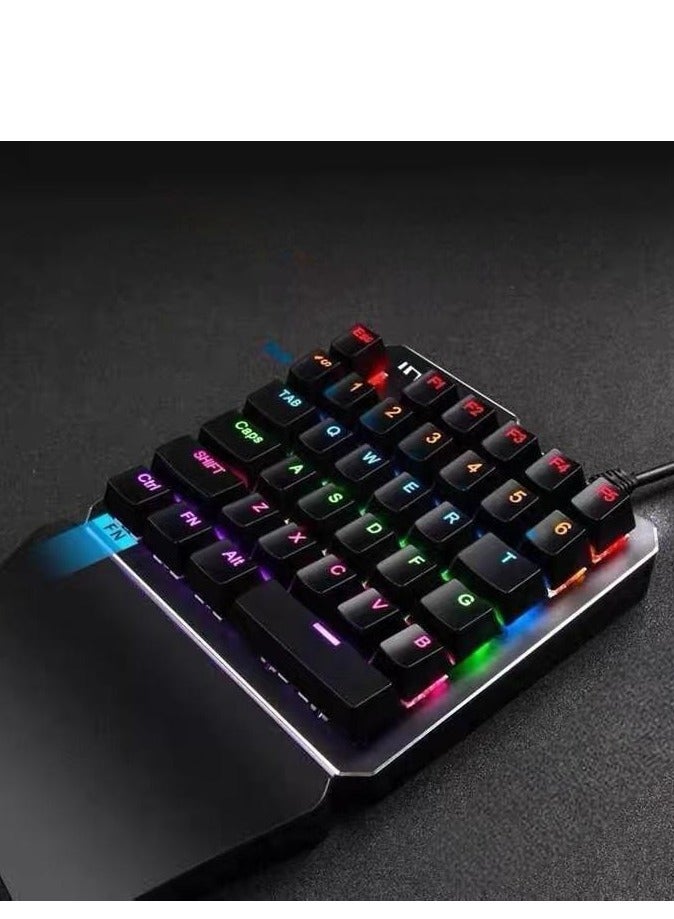 One Handed Gaming Keyboard, USB Wired Backlight Single Hand E-Sports Game Mechanical Keypad with Eye-Catching Lighting, 39 Keys for Desktop Notebook Tablet Phone - Image 3