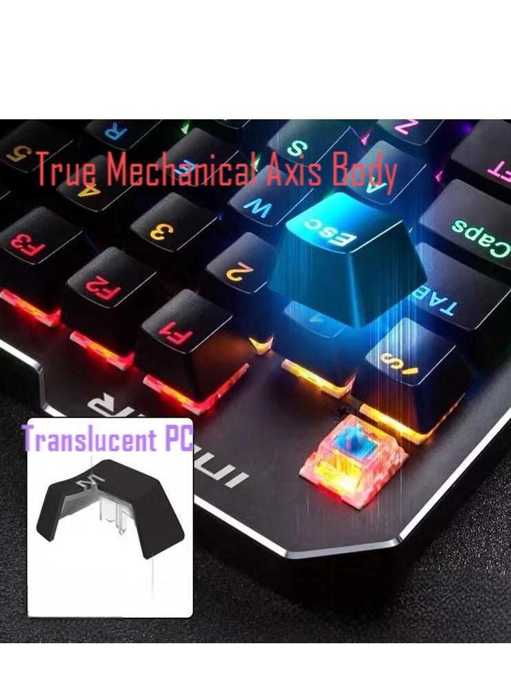 One Handed Gaming Keyboard, USB Wired Backlight Single Hand E-Sports Game Mechanical Keypad with Eye-Catching Lighting, 39 Keys for Desktop Notebook Tablet Phone - Image 2