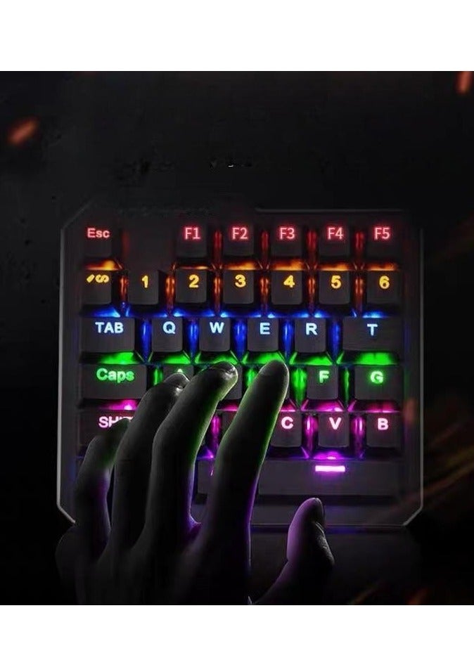 One Handed Gaming Keyboard, USB Wired Backlight Single Hand E-Sports Game Mechanical Keypad with Eye-Catching Lighting, 39 Keys for Desktop Notebook Tablet Phone - Image 4