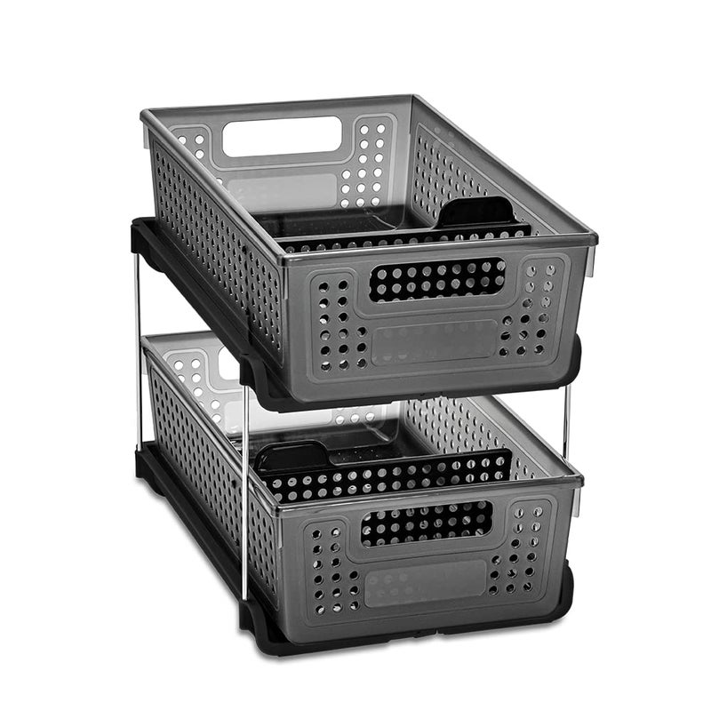 منظم ميدسمارت مضاد للميكروبات ذو طبقتين متعدد الاستخدامات مع مقبض وفواصل للتخزين المنزلي والحمام عبوة من 1 كربون