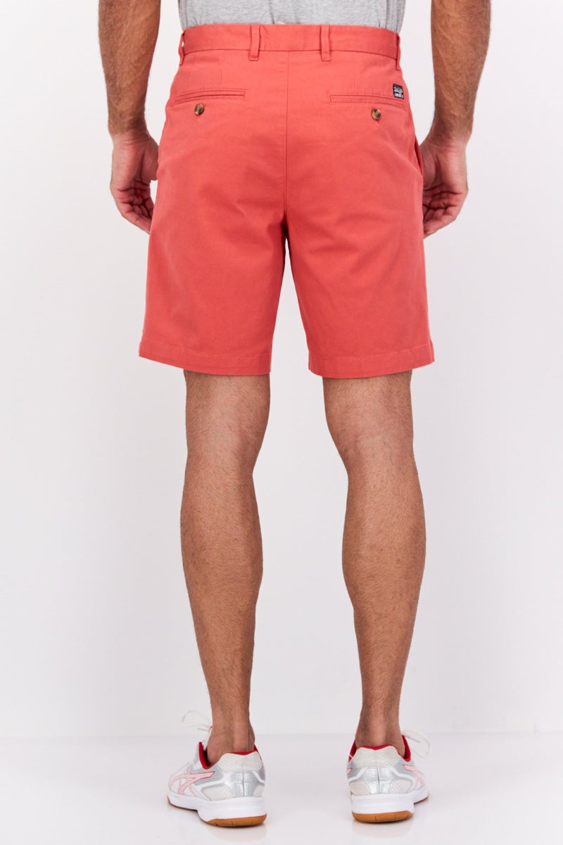 PERRY ELLIS Men 9 Inseam Plain Chino Shorts, Mineral Red  - Image 3