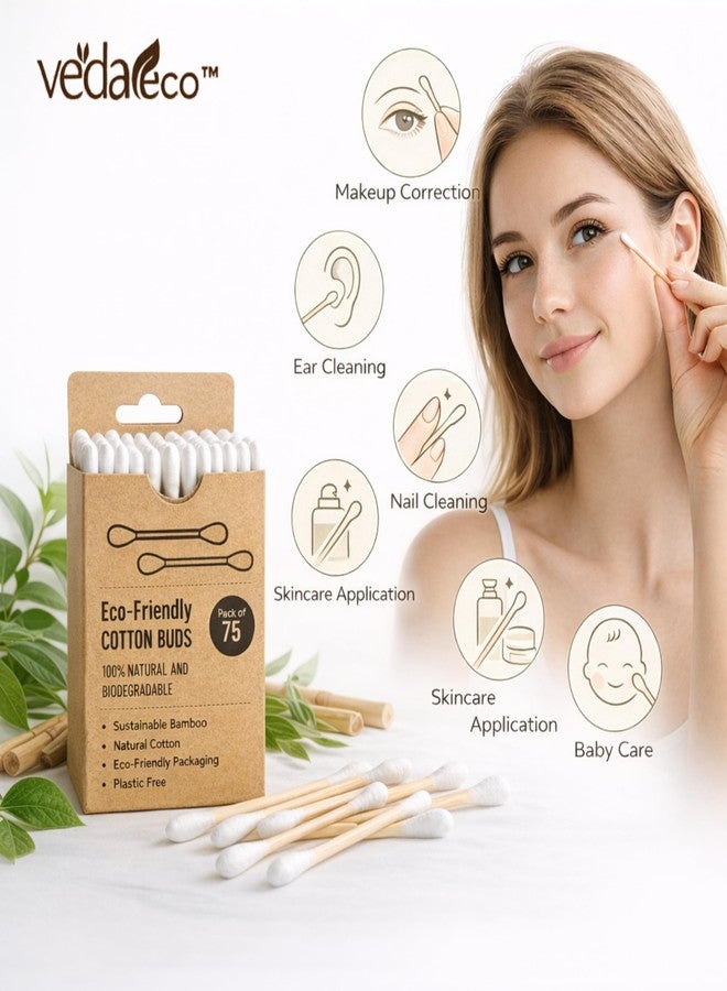 VEDAeco Complete Travel Care Kit with Pouch - Bamboo Toothbrushes (2), Tongue Cleaner (2), Neem Comb & Cotton Buds | Portable Personal Hygiene Kit for Men, Women, Trips & Travel - Image 5