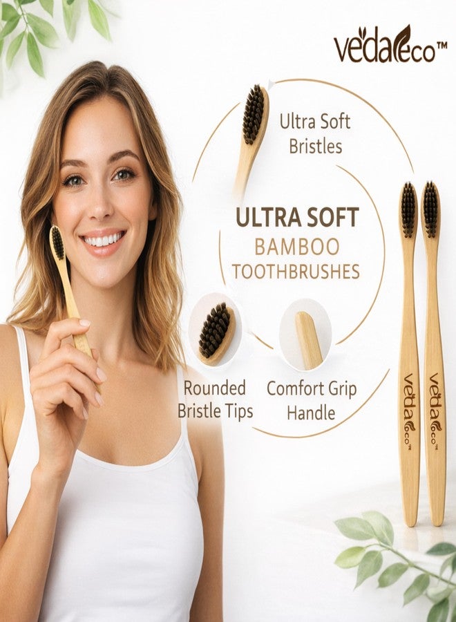 VEDAeco Complete Travel Care Kit with Pouch - Bamboo Toothbrushes (2), Tongue Cleaner (2), Neem Comb & Cotton Buds | Portable Personal Hygiene Kit for Men, Women, Trips & Travel - Image 4