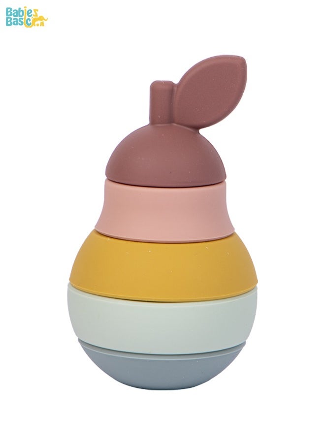 Babies Basic Silicone Stacking Toy For Babies/Kids, Pear Shape, Bpa Free 100% Safe - Pear  - Image 1