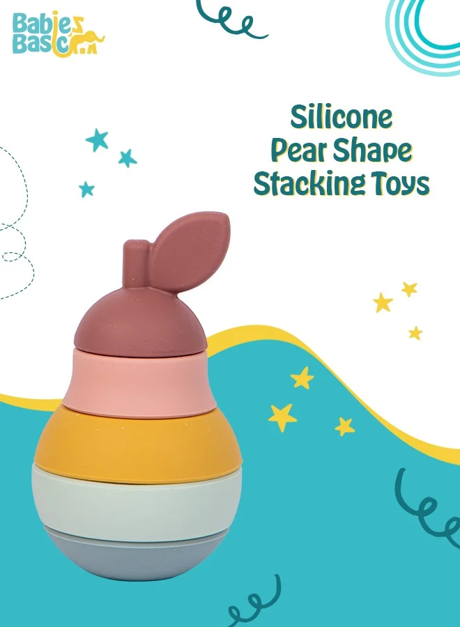 Babies Basic Silicone Stacking Toy For Babies/Kids, Pear Shape, Bpa Free 100% Safe - Pear