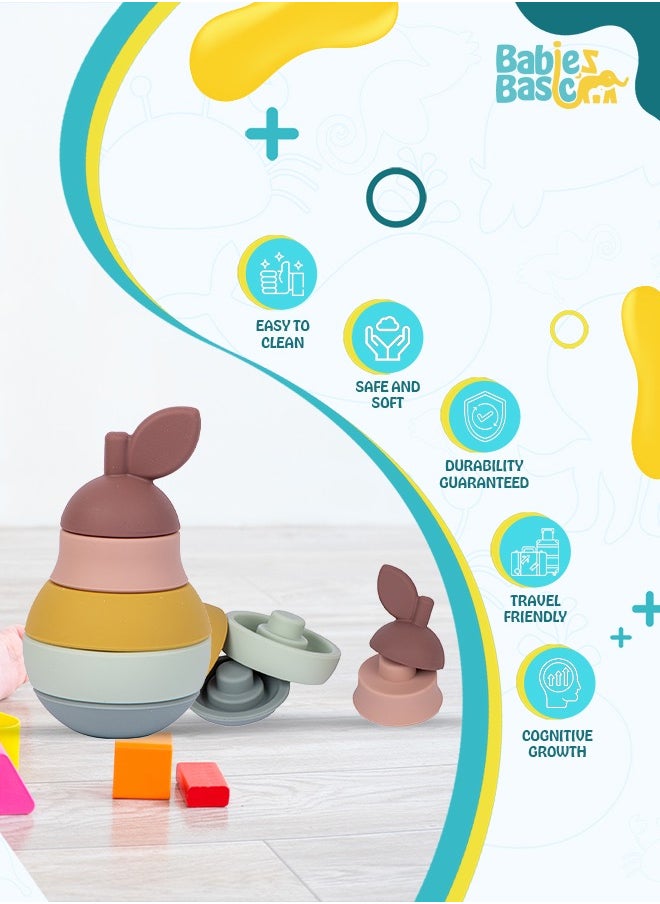 Babies Basic Silicone Stacking Toy For Babies/Kids, Pear Shape, Bpa Free 100% Safe - Pear  - Image 3