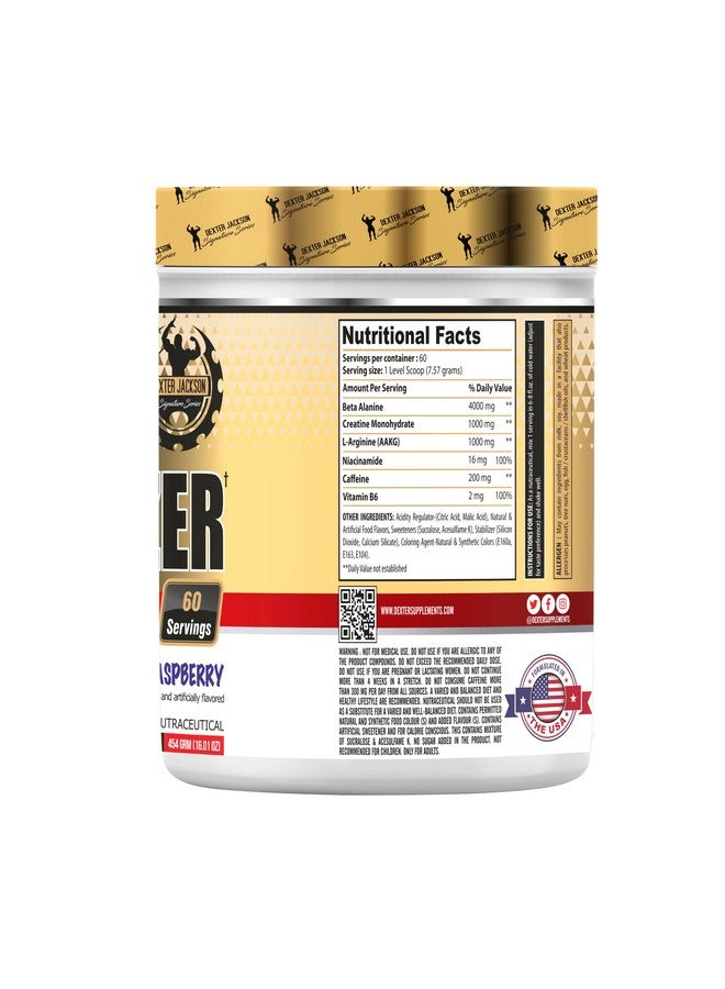 DEXTER JACKSON ديكستر جاكسون إنرجيزر قبل التمرين - نكهة توت أزرق (454غ) | 60 حصة | طاقة، تركيز، وزيادة الأداء - Image 3