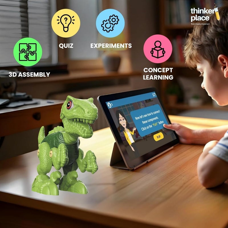 ThinkerPlace Large DIY Velociraptor Dinosaur Kit with Motor Play | Learn About Motors | Take Apart Dinosaur Toys | Build, Play & Learn | STEM Educational Toy for Kids Age 4+ | Science & Learning Toy - Image 3
