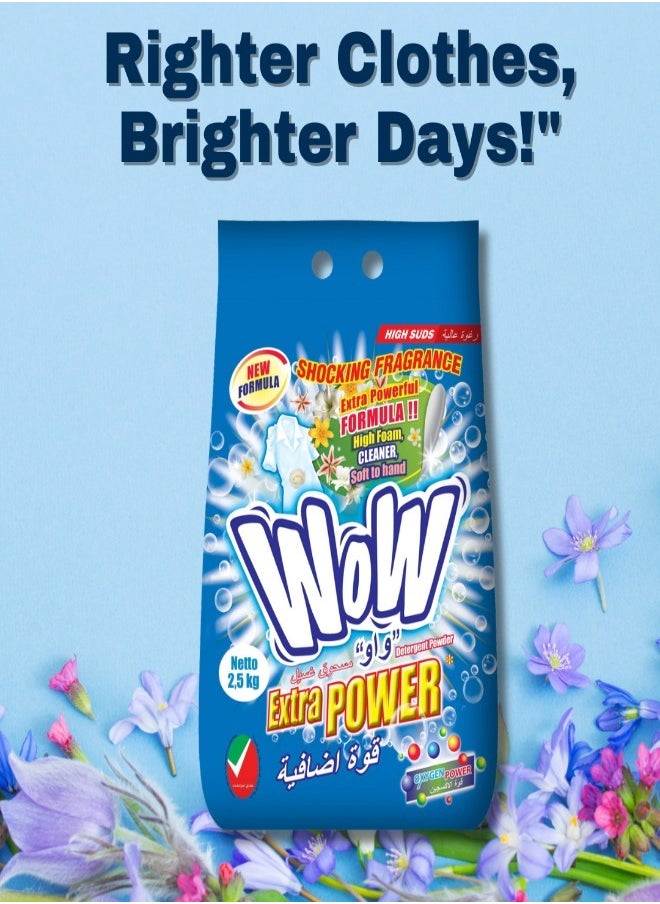 WOW - Detergent Powder 2.5 KG with Oxygen Boost – Powerful Cleaning for Brighter Fabrics: - Image 1