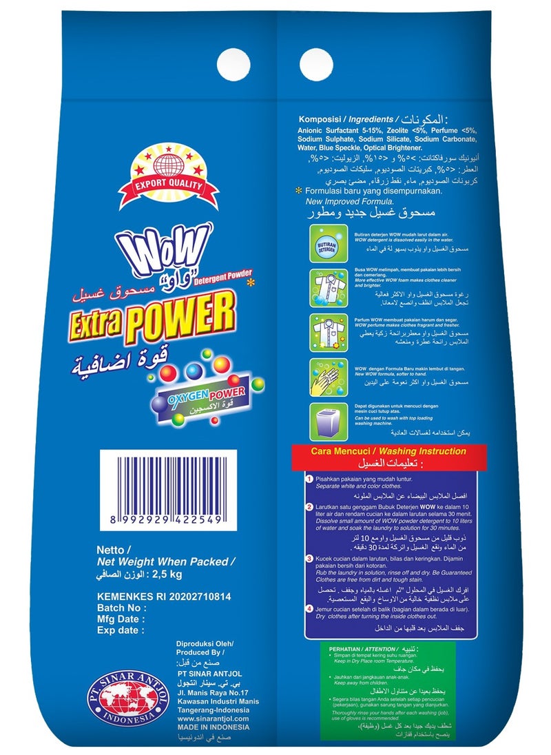 WOW - Detergent Powder 2.5 KG with Oxygen Boost – Powerful Cleaning for Brighter Fabrics: - Image 1