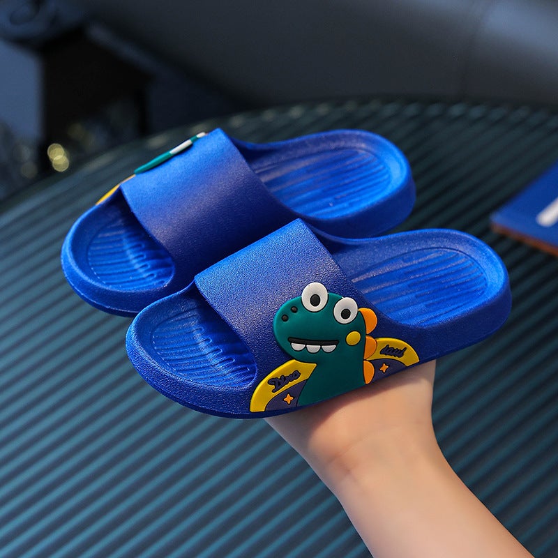 [Non-slip soft bottom] adult parent-child slippers summer Boys Girls indoor bathroom Bath cartoon cute home shoes Dark blue