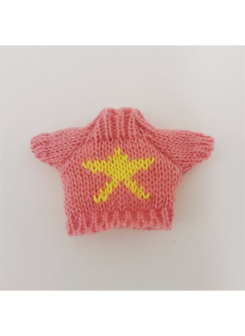 Trendy Labubu Doll Clothes Sweaters Scarves Pink sweater yellow star Single piece 